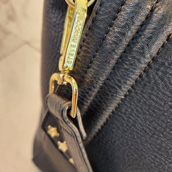 Steve Madden Black Leather Shoulder Bag Handbag Purse Xl - Picture 4 of 15